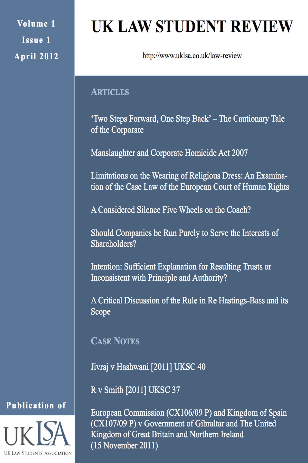 Volume 1, Issue 1
